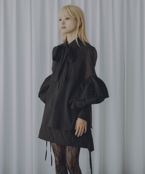 Ezick(エジック)の「【 Poisonous 】Clenched canele ribbon tie blouse(シャツ/ブラウス・レディース・ブラック・FREE)」の12枚目の写真