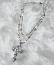 ROSEN KREUZ | 韓国ファッション Rosen Kreuz ローゼンクロイツ pearl cross 2 necklace パール クロス ネックレス 十字架ネックレス パールネックレス ストリートファッション(ネックレス)