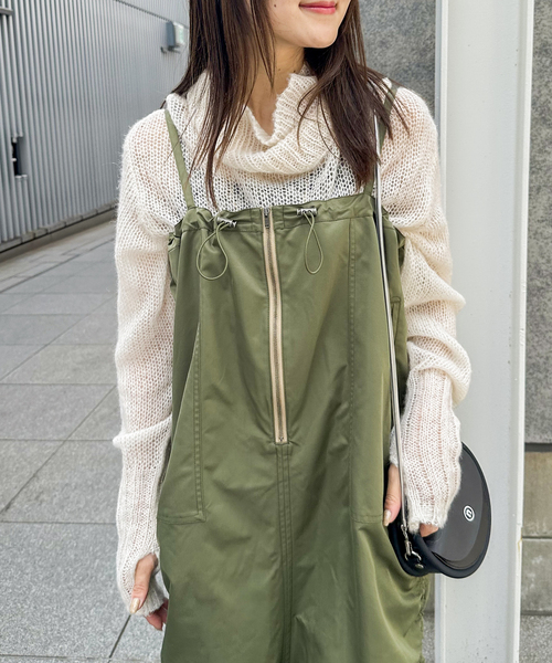 COMMRE（コムル）の「【COMMRE / コムル】シアモヘタートル（ニット/セーター・レディース・モスグリーン/ホワイト/オレンジ・FREE）」の2枚目の写真