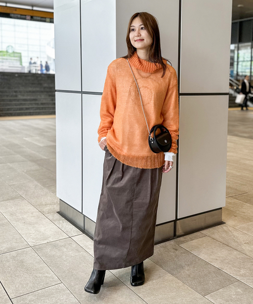 COMMRE（コムル）の「【COMMRE / コムル】シアモヘタートル（ニット/セーター・レディース・モスグリーン/ホワイト/オレンジ・FREE）」の5枚目の写真