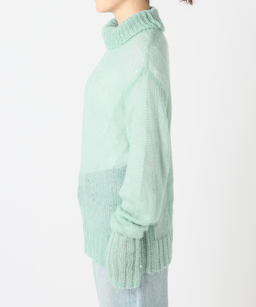 COMMRE（コムル）の「【COMMRE / コムル】シアモヘタートル（ニット/セーター・レディース・モスグリーン/ホワイト/オレンジ・FREE）」の7枚目の写真