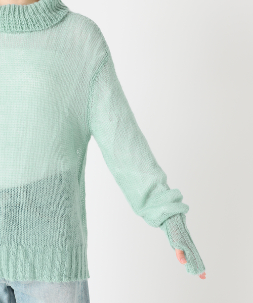 COMMRE（コムル）の「【COMMRE / コムル】シアモヘタートル（ニット/セーター・レディース・モスグリーン/ホワイト/オレンジ・FREE）」の11枚目の写真