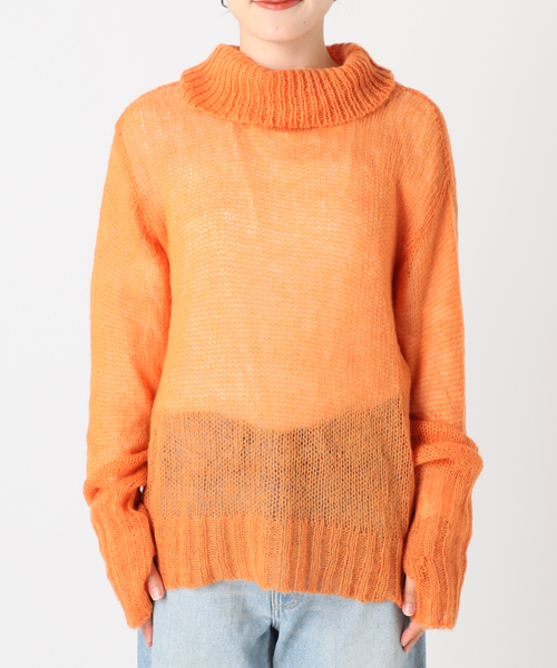 COMMRE（コムル）の「【COMMRE / コムル】シアモヘタートル（ニット/セーター・レディース・モスグリーン/ホワイト/オレンジ・FREE）」の18枚目の写真