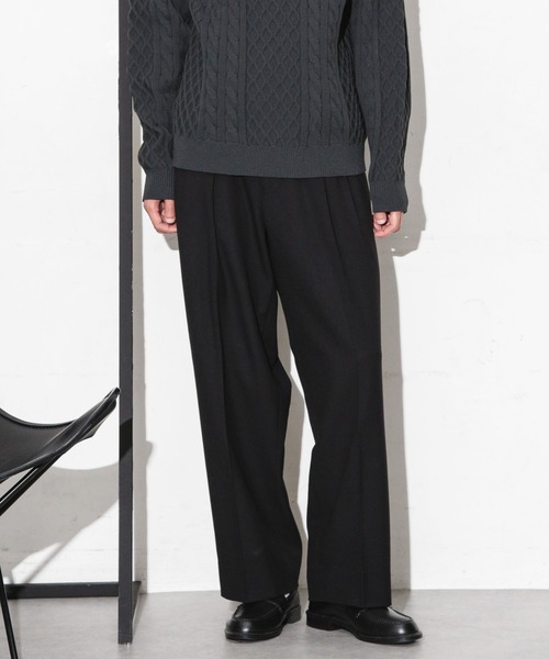 NANO universe（ナノユニバース）の「微起毛ワイドスラックス（スラックス・メンズ・ブラック/チャコール/ネイビー・S/L/M）」の4枚目の写真