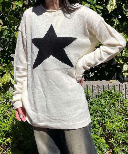 WEGO（ウィゴー）の「WEGO/スタービッグニット（ニット/セーター・レディース・アイボリー/ネイビー・FREE）」の2枚目の写真