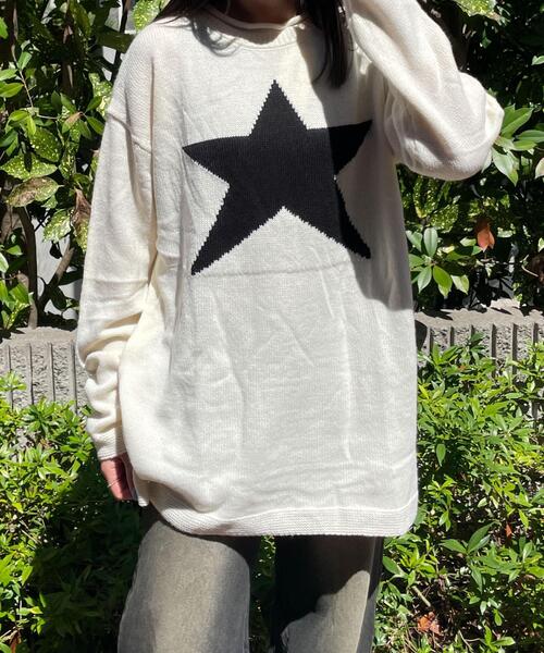 WEGO（ウィゴー）の「WEGO/スタービッグニット（ニット/セーター・レディース・アイボリー/ネイビー・FREE）」の5枚目の写真