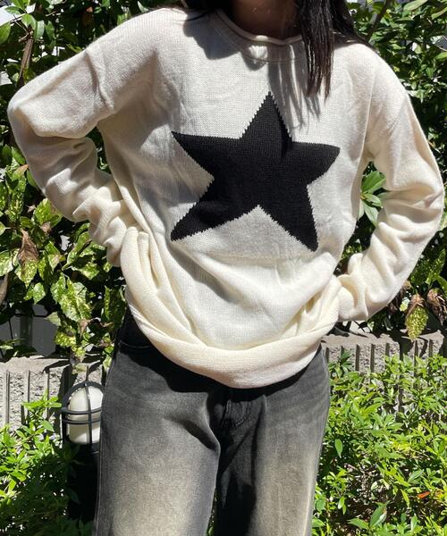 WEGO（ウィゴー）の「WEGO/スタービッグニット（ニット/セーター・レディース・アイボリー/ネイビー・FREE）」の6枚目の写真