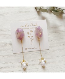 【in the Park】マットオーバルとロングチェーン　ピアス(MA)