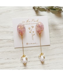 【in the Park】マットオーバルとロングチェーン ピアス(MA)