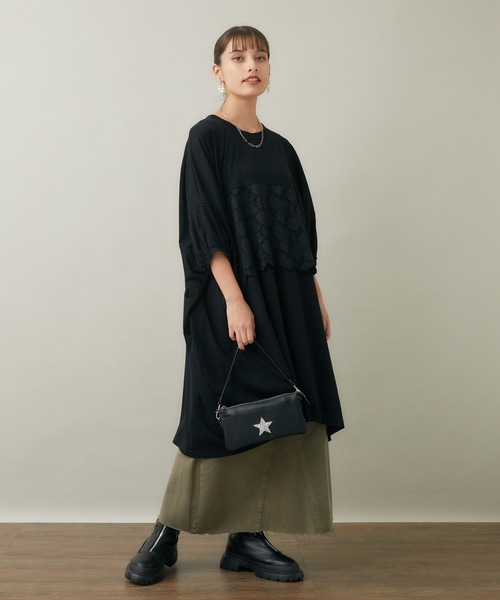 Paradise Picnic(パラダイスピクニック)の「helter.jp パネルレース広広ワンピース(ワンピース・レディース・グリーン/ブラック・FREE)」の3枚目の写真