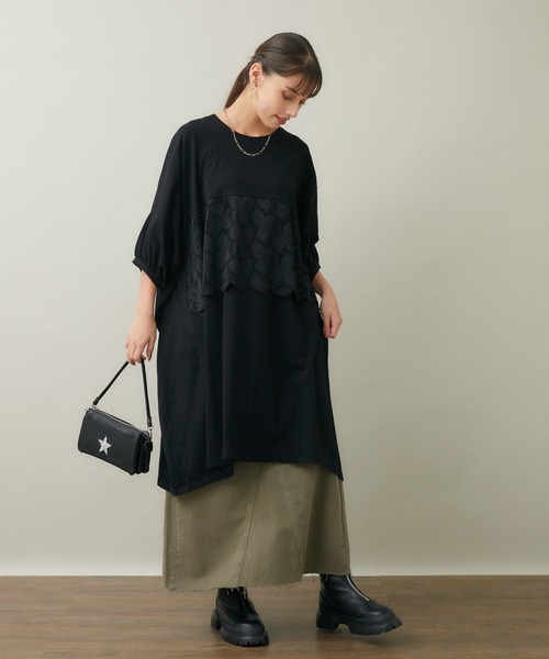 Paradise Picnic(パラダイスピクニック)の「helter.jp パネルレース広広ワンピース(ワンピース・レディース・グリーン/ブラック・FREE)」の4枚目の写真