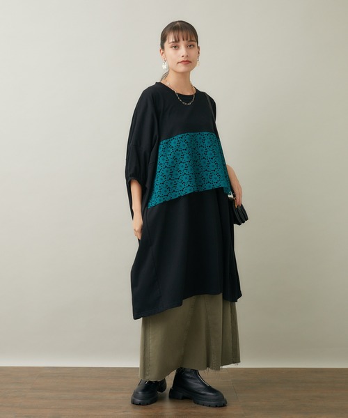 Paradise Picnic(パラダイスピクニック)の「helter.jp パネルレース広広ワンピース(ワンピース・レディース・グリーン/ブラック・FREE)」の13枚目の写真