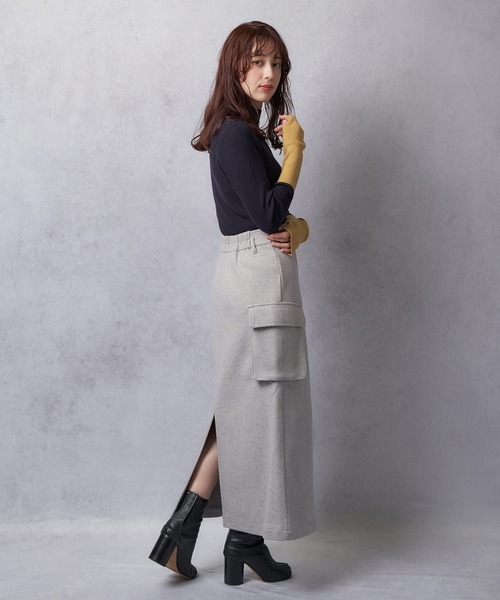 Lull(ルル)の「【Lull / ルル】起毛ニットソーカーゴスカート(スカート・レディース・アイボリー/ブラック/ブルー・ONESIZE)」の15枚目の写真