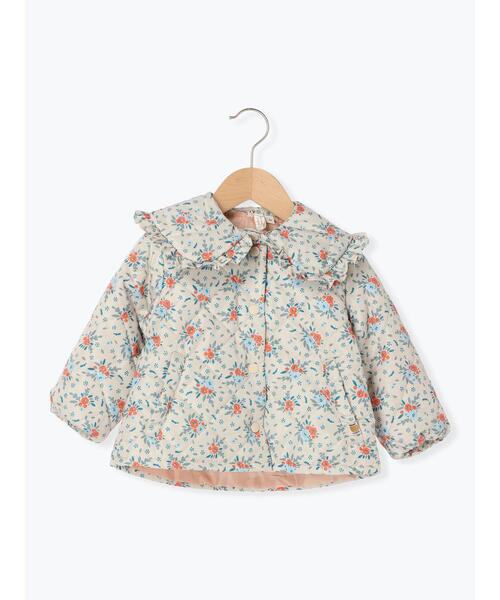 Samansa Mos2 Lagom(サマンサモスモスラーゴム)の「衿付き花柄キルティングジャケット(ノーカラージャケット・キッズ・ブルー/ベージュ・中(M)/大(L)/特(XL)/小(S))」の4枚目の写真