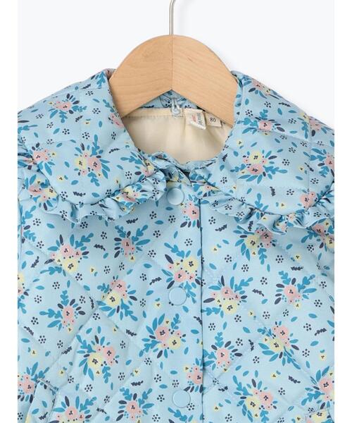 Samansa Mos2 Lagom(サマンサモスモスラーゴム)の「衿付き花柄キルティングジャケット(ノーカラージャケット・キッズ・ブルー/ベージュ・中(M)/大(L)/特(XL)/小(S))」の6枚目の写真