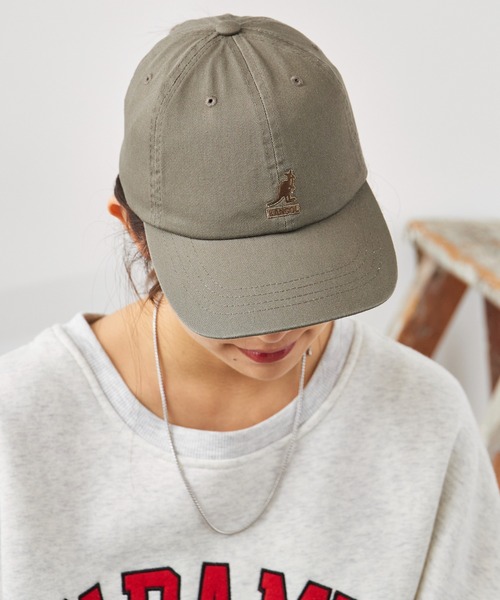KANGOL（カンゴール）の「KANGOL/カンゴール WASHED BASEBALL カーブバイザー 6パネルコットンキャップ（キャップ・メンズ・カーキ/ネイビー/ブラック/グリーン/ピンク/ワイン/ホワイト・FREE）」の4枚目の写真