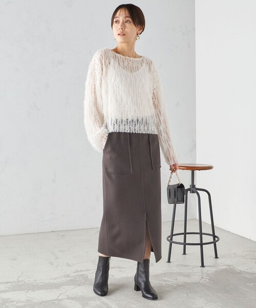 SHIPS（シップス）の「SUPER140 ジーロンウール タイト スカート 2