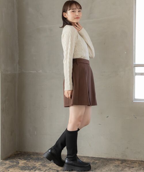 RETRO GIRL（レトロガール）の「ボックスプリーツミニSK（スカート・レディース・ライトグレー/ブラック/ダークブラウン・FREE）」の21枚目の写真