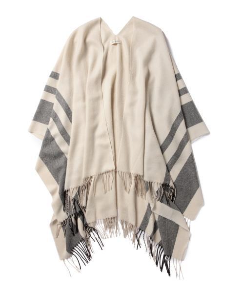 Ray BEAMS(レイビームス)の「Ray BEAMS / ライン ポンチョ ストール(マフラー・レディース・ブラック/ベージュ・ONE SIZE)」の8枚目の写真