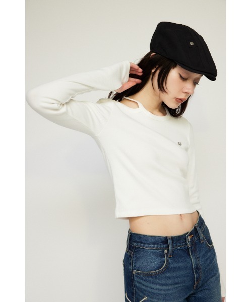 LAGUA GEM（ラグアジェム）の「METAL MOTIF ロングTシャツ（Tシャツ/カットソー・レディース・ライトピンク/ライトブルー/ブラック/ホワイト・FREE）」の18枚目の写真