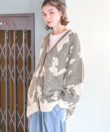 niko and... | フェザーコンビモチーフVネックカーディガン(カーディガン/ボレロ)