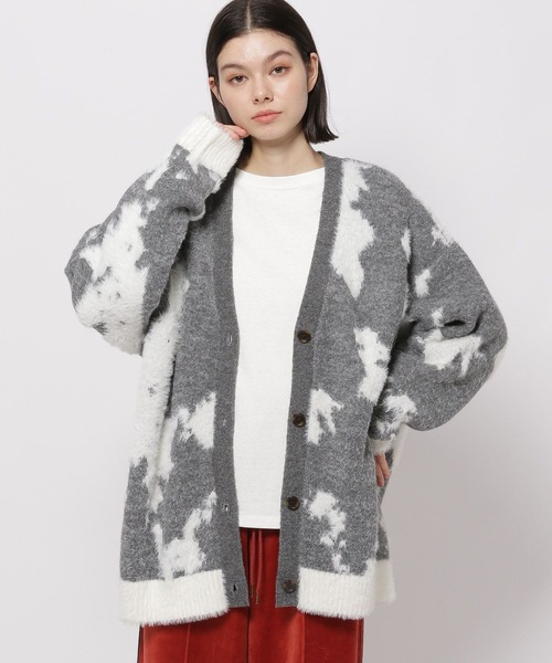 niko and...（ニコアンド）の「フェザーコンビモチーフVネックカーディガン（カーディガン/ボレロ・レディース・グレー/グリーン/モカ・FREE）」の11枚目の写真