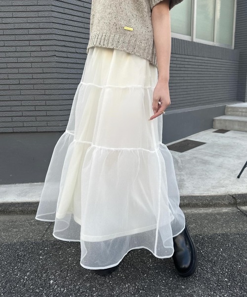 WACOAL DIA チュールプリントフレアスカート　ペチコートセット mellowneon（メロウネオン）の「シアーフレアスカート（ペチコート