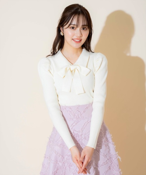 WILLSELECTION（ウィルセレクション）の「タックスリーブリボンタイプルオーバー（ニット/セーター・レディース・ブラック/ラベンダー/オフホワイト・FREE）」の12枚目の写真