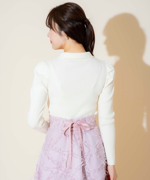 WILLSELECTION（ウィルセレクション）の「タックスリーブリボンタイプルオーバー（ニット/セーター・レディース・ブラック/ラベンダー/オフホワイト・FREE）」の14枚目の写真