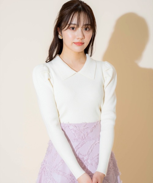 WILLSELECTION（ウィルセレクション）の「タックスリーブリボンタイプルオーバー（ニット/セーター・レディース・ブラック/ラベンダー/オフホワイト・FREE）」の17枚目の写真