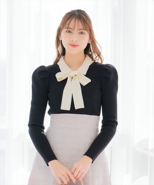 WILLSELECTION（ウィルセレクション）の「タックスリーブリボンタイプルオーバー（ニット/セーター・レディース・ブラック/ラベンダー/オフホワイト・FREE）」の18枚目の写真
