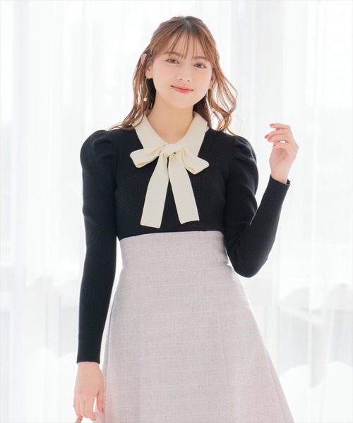 WILLSELECTION（ウィルセレクション）の「タックスリーブリボンタイプルオーバー（ニット/セーター・レディース・ブラック/ラベンダー/オフホワイト・FREE）」の19枚目の写真