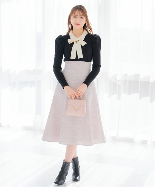 WILLSELECTION（ウィルセレクション）の「タックスリーブリボンタイプルオーバー（ニット/セーター・レディース・ブラック/ラベンダー/オフホワイト・FREE）」の21枚目の写真