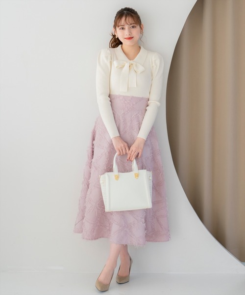 WILLSELECTION（ウィルセレクション）の「タックスリーブリボンタイプルオーバー（ニット/セーター・レディース・ブラック/ラベンダー/オフホワイト・FREE）」の9枚目の写真