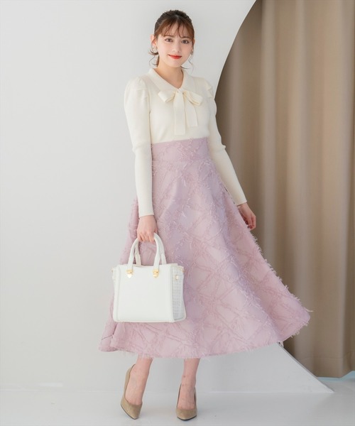 WILLSELECTION（ウィルセレクション）の「タックスリーブリボンタイプルオーバー（ニット/セーター・レディース・ブラック/ラベンダー/オフホワイト・FREE）」の7枚目の写真