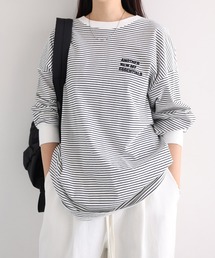 ANMEエンブロイダリーロゴボーダー長袖Tシャツ