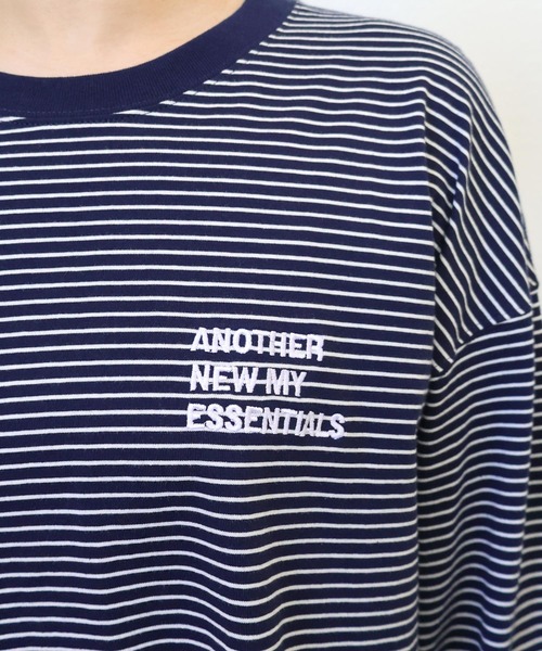 ANME(アンメ)の「ANMEエンブロイダリーロゴボーダー長袖Tシャツ(Tシャツ/カットソー・レディース・ネイビー×ホワイト/ブラック×ホワイト/ホワイト×ブラック・M/L)」の16枚目の写真