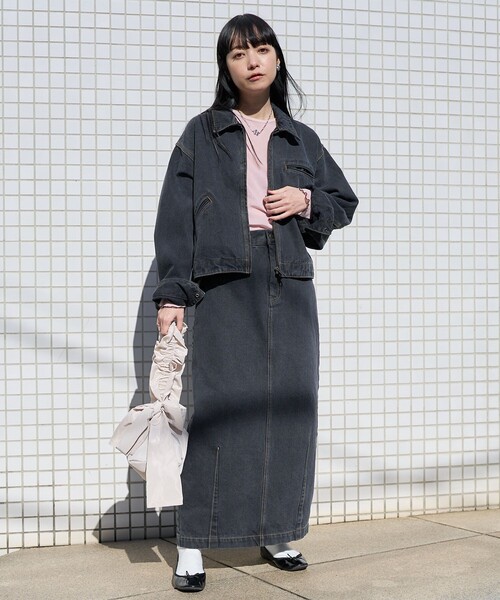 FREAK'S STORE（フリークスストア）の「デニム ジップアップ ブルゾン/デニムジャケット（デニムジャケット・レディース・ブルー/ブラック/サックスブルー・ﾌﾘ-）」の8枚目の写真