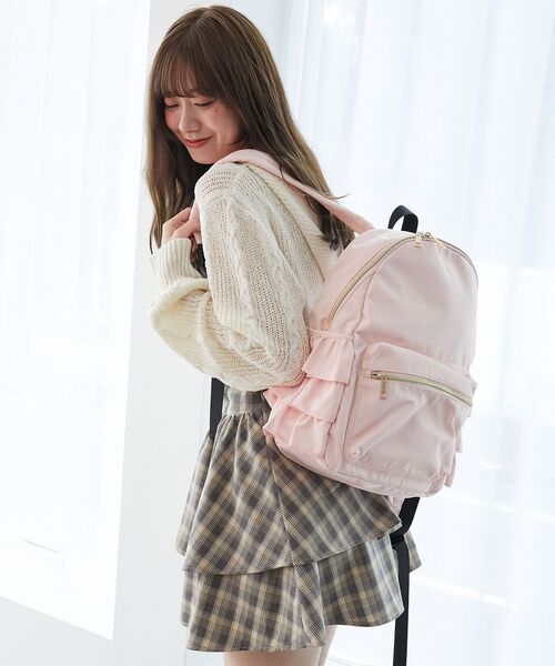 MAJESTIC LEGON（マジェスティックレゴン）の「サイドフリルリュック（バックパック/リュック・レディース・ブラック/アイボリー/ライトグレー/ピンク・FREE）」の16枚目の写真
