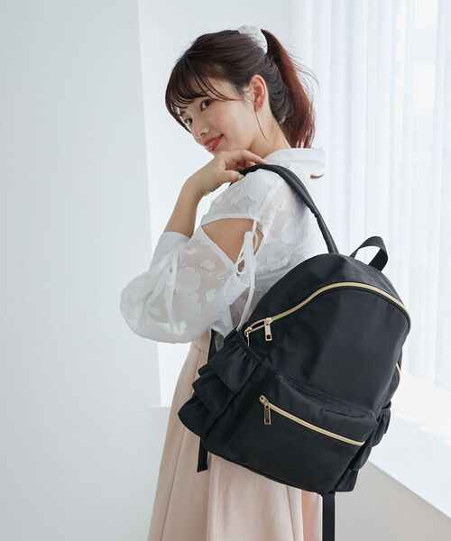 MAJESTIC LEGON（マジェスティックレゴン）の「サイドフリルリュック（バックパック/リュック・レディース・ブラック/アイボリー/ライトグレー/ピンク・FREE）」の12枚目の写真