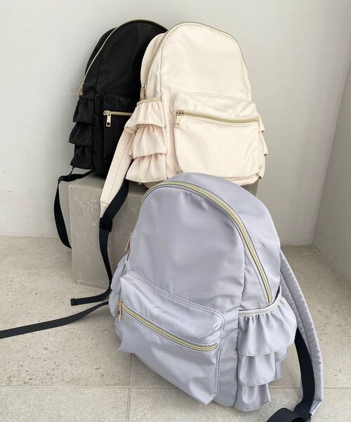 MAJESTIC LEGON（マジェスティックレゴン）の「サイドフリルリュック（バックパック/リュック・レディース・ブラック/アイボリー/ライトグレー/ピンク・FREE）」の15枚目の写真