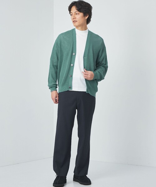 green label relaxing（グリーンレーベルリラクシング）の「アクリル コットン メッシュ Vネック カーディガン（カーディガン/ボレロ・メンズ・ライトグレー/ケリー/ブラック・S/M/L/XL）」の10枚目の写真