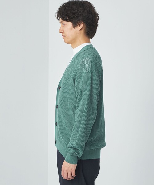 green label relaxing（グリーンレーベルリラクシング）の「アクリル コットン メッシュ Vネック カーディガン（カーディガン/ボレロ・メンズ・ライトグレー/ケリー/ブラック・S/M/L/XL）」の15枚目の写真