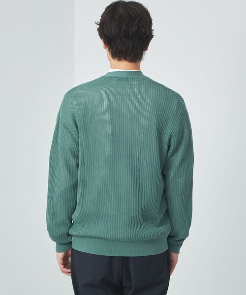 green label relaxing（グリーンレーベルリラクシング）の「アクリル コットン メッシュ Vネック カーディガン（カーディガン/ボレロ・メンズ・ライトグレー/ケリー/ブラック・S/M/L/XL）」の16枚目の写真