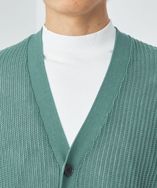 green label relaxing（グリーンレーベルリラクシング）の「アクリル コットン メッシュ Vネック カーディガン（カーディガン/ボレロ・メンズ・ライトグレー/ケリー/ブラック・S/M/L/XL）」の17枚目の写真