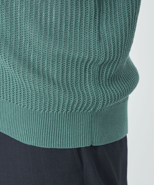 green label relaxing（グリーンレーベルリラクシング）の「アクリル コットン メッシュ Vネック カーディガン（カーディガン/ボレロ・メンズ・ライトグレー/ケリー/ブラック・S/M/L/XL）」の6枚目の写真