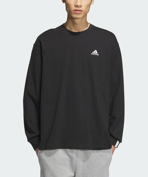 adidas(アディダス)の「エッセンシャルズ プラス ルーズフィット スモールロゴ 長袖Tシャツ / ロンT / アディダス adidas(Tシャツ/カットソー・メンズ・ブルー/グレー/ブラック/グリーン/ホワイト/ブルー系その他/ベージュ/グリーン系その他・X-SMALL/LARGE/XX-LARGE/3XL/X-LARGE/MEDIUM/SMALL)」の3枚目の写真