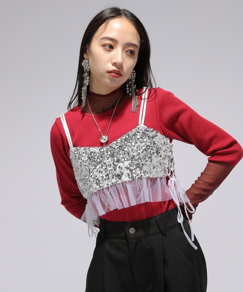 HARE（ハレ）の「スパンコールビスチェ(HARE)（チューブトップ・レディース・ブラック/シルバー/グリーン・FREE）」の10枚目の写真