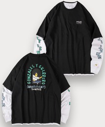【(What it isNt) ART BY MARK GONZALES/ワットイットイズント マークゴンザレス】バック&アームプリント リアルレイヤード ロングスリーブTシャツ 半袖T&ロンT 2点セット 24AW新柄追加