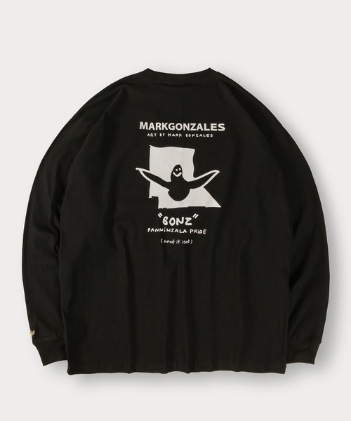 (What it isNt)ART BY MARKGONZALES(ワットイットイズント)の「【(What it isNt) ART BY MARK GONZALES/ワットイットイズント マークゴンザレス】バック&アームプリント リアルレイヤード ロングスリーブTシャツ 半袖T&ロンT 2点セット 24AW新柄追加(Tシャツ/カットソー・メンズ・ネイビー/ブラック系その他2/ブラック系その他/カーキ/ブラック/ブラック系その他4/グリーン/ブラック系その他3/チャコールグレー・L/XL/M)」の16枚目の写真